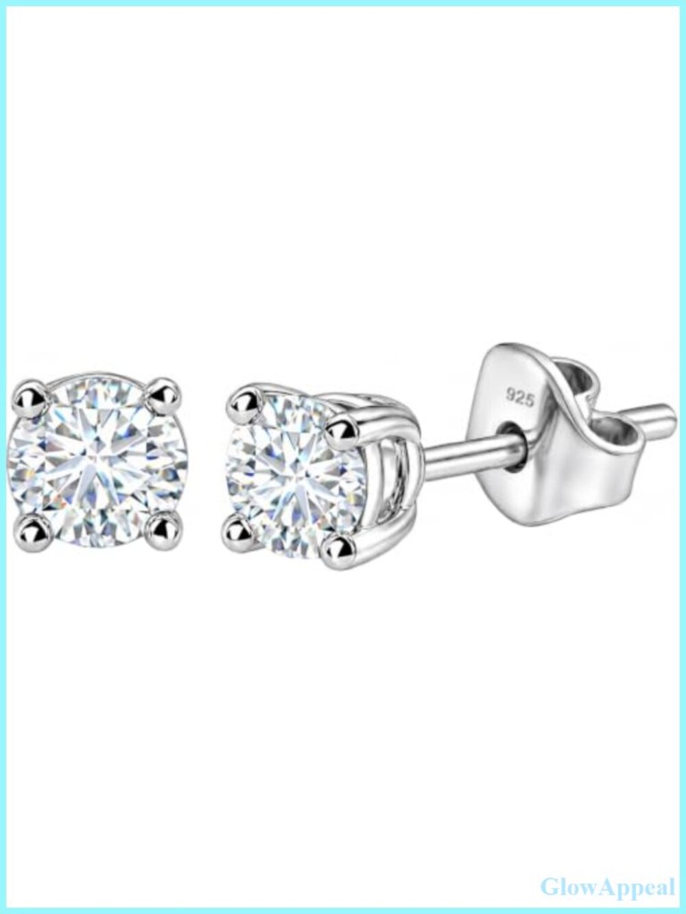 0.5 Carat Lab Grown Diamond Stud Earrings Platinum Plated 925 Sterling Silver